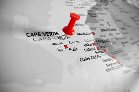 Red marker over Cape Verde Islandの写真素材