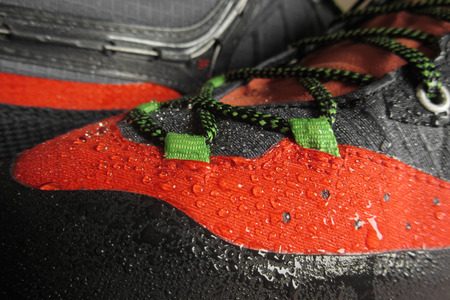 Waterproof technology for mountain shoesの写真素材