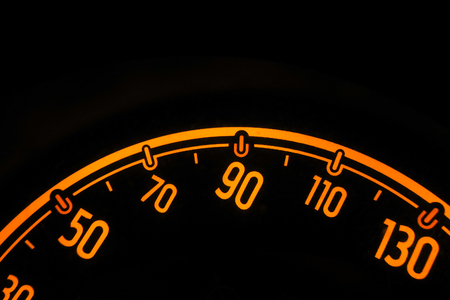 speedometer at night inside a carの写真素材