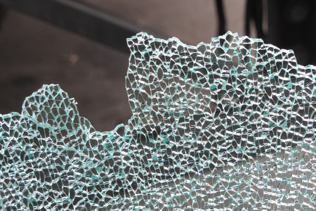 unbreakable glass damaged by crashの写真素材