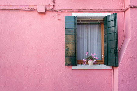 View of an open balcony from Burano island, Veniceの写真素材
