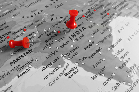 Red marker over Indiaの写真素材
