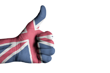 Union Jack flag on human handの写真素材