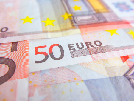 focus on fifty euro banknoteの写真素材