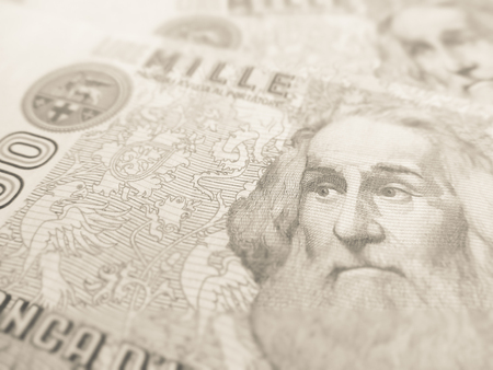 Marco Polo over an old one thousand Italian lire bill