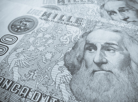 Marco Polo over an old one thousand Italian lire bill