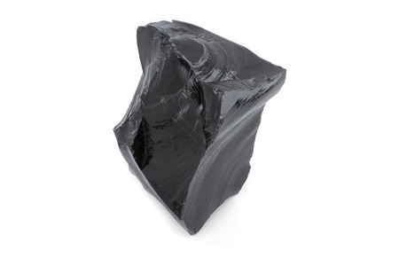 Black obsidian in white backgroundの写真素材