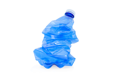 Empty Blue used water bottle for recyclingの写真素材