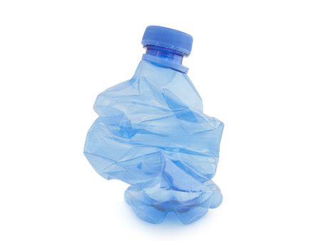 Empty Blue used water bottle for recyclingの写真素材