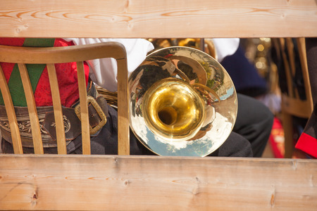 Detail of an musical instruments during an autumn local celebration in Val di Funes ( South Tyrol )