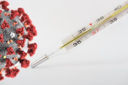 thermometer and flu during covidの写真素材
