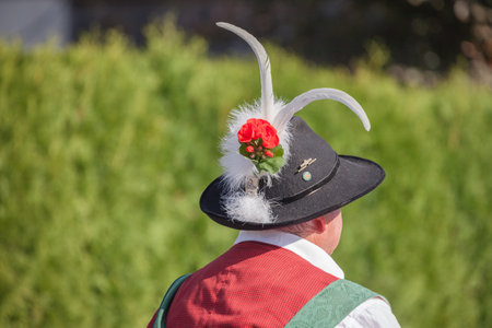 NAZ-SCIAVES, ITALY - OCTOBER 13, 2019: People in typical costume during an autumn local celebration in Val Isarco (South Tirol)のeditorial素材