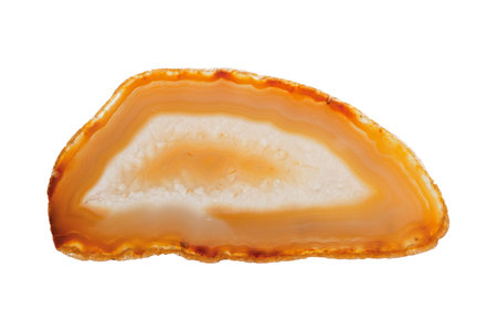 Section of a white and orange geodeの写真素材