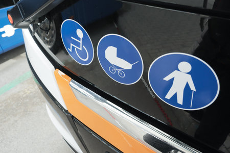 Modern bus with facilities for disabilityの写真素材