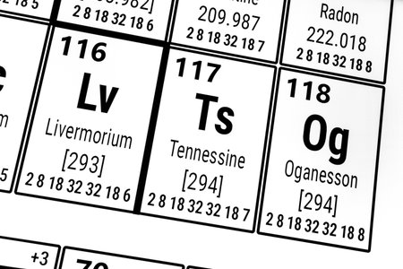 Periodic table of the elements: Livermorium, Tennessine, Oganessonの写真素材