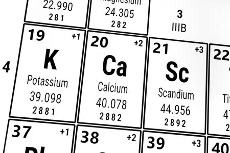 Periodic table of the elements: Calcium, Potassium, Scandiumの写真素材