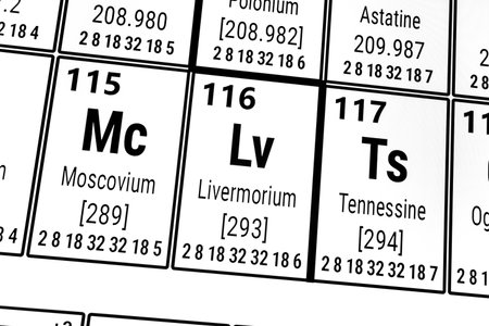 Periodic table of the elements: Moscovium, Livermorium, Tennessineの写真素材
