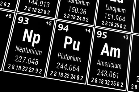 Periodic table of the elements: Americium, Neptunium, Plutoniumの写真素材