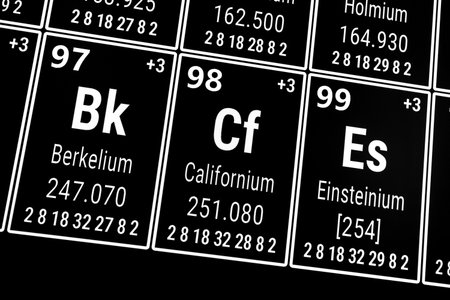 Periodic table of the elements: Berkelium, Californium, Einsteiniumの写真素材