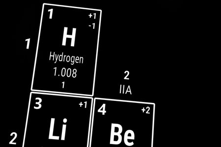 Periodic table of the elements: Hydrogenの写真素材