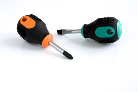 Short screwdrivers on white backgroundの写真素材
