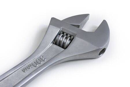 Monkey wrench isolated on white background. Still-life picture taken in studio with soft-box.の写真素材