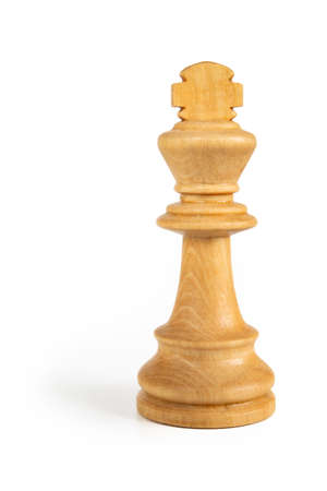 White king - Wooden chess piece isolated on white background. Picture taken in studio with lightbox.の写真素材