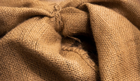 Jute bag. Close-up image of an old natural fiber sack.