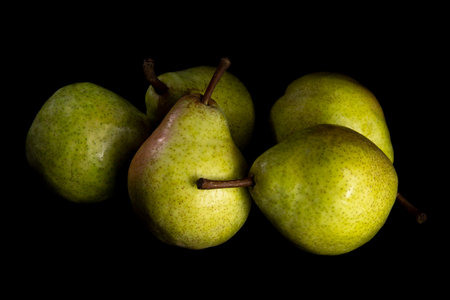 Pears in the dark. Still life low-key picture taken in studio using light painting technique.の写真素材