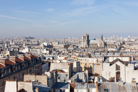 Panorama of Paris with Cathedral Notre Dame de Paris on the background. View from Pantheon.の写真素材