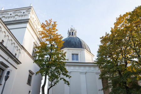 The palace of grand dukes of Lithuania and cathedral in autumnのeditorial素材