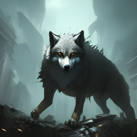 3D rendered illustration of a wolf in front of a dark background