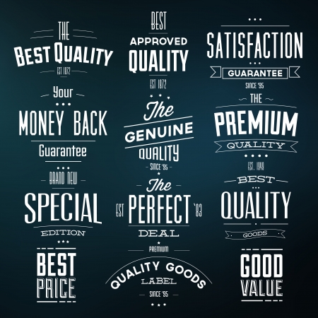 Collection of Retro Premium Quality Labels   Satisfaction Guaranteeのイラスト素材