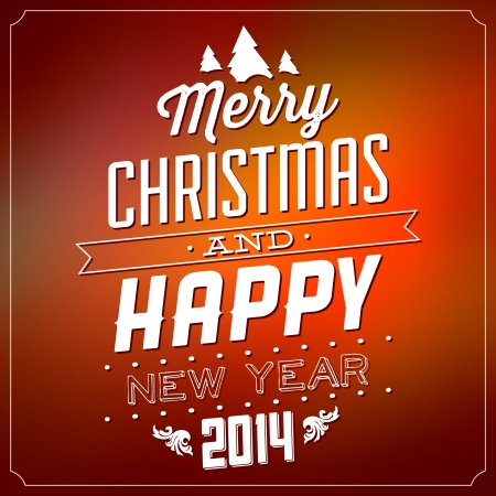 Christmas Typographic Background - Merry Christmas And Happy New Yearのイラスト素材