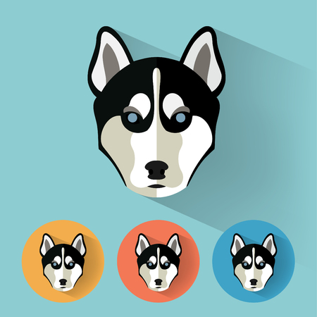 Animal Portrait with Flat Design / Dog / Husky / Vector Illustrationのイラスト素材