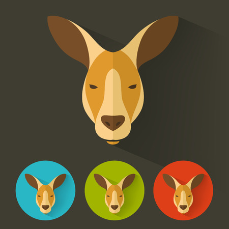 Animal Portrait with Flat Design / Kangaroo / Vector Illustrationのイラスト素材