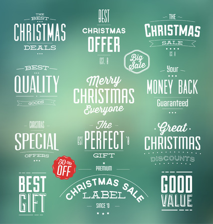 Collection of Typographic Christmas Sale Labels / Best Price / Perfect Dealのイラスト素材