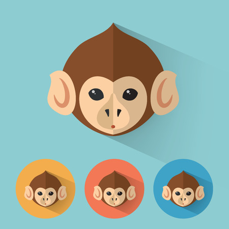 Animal Portrait with Flat Design / Monkey / Vector Illustrationのイラスト素材