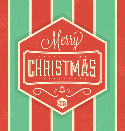 Vintage Christmas Typographic Background / Retro Design / Merry Christmas Templateのイラスト素材