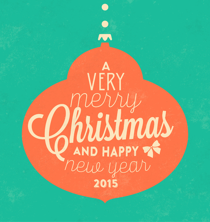 Vintage Christmas Typographic Background / Retro Design / A Very Merry Christmas And Happy New Yearのイラスト素材
