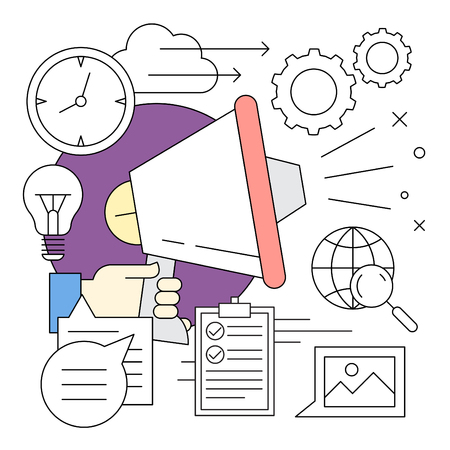 Linear Style Icons. Business and Marketing Elements. Minimal Designのイラスト素材