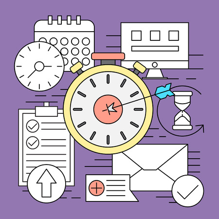 Linear Style Icons. Minimal Web and Business Elements.のイラスト素材