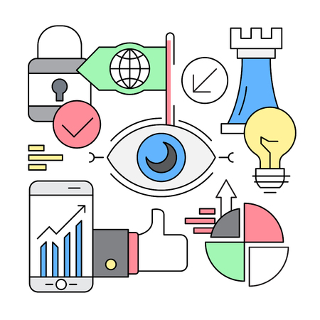 Linear Startup Vision Business Iconsのイラスト素材