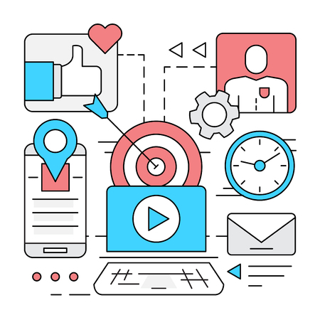 Linear Social Media Vector Elementsのイラスト素材
