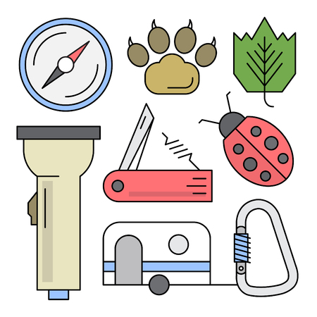 Linear Camping Iconsのイラスト素材