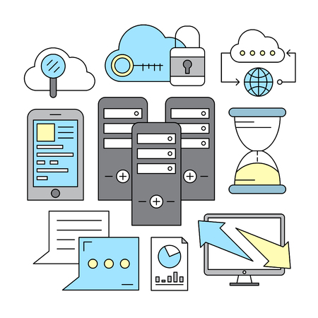 Linear Style Vector Elements. Business And Web Icon Set. Colorful Backgroundsのイラスト素材