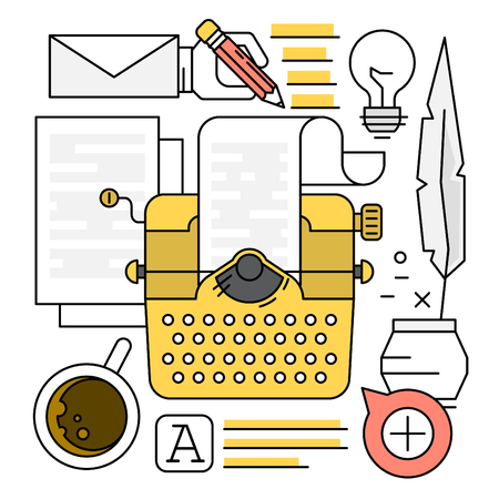 Linear Type Typewriting Vector Elementsのイラスト素材