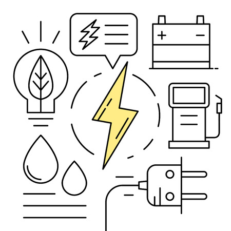 Linear energy icons on white background.のイラスト素材