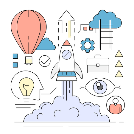 Linear Startup and Business Vector Elementsのイラスト素材