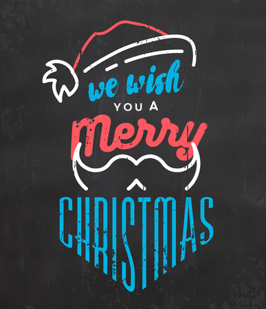 Typographic Christmas Background with Santaのイラスト素材